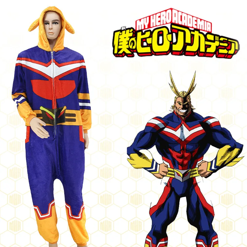 

My Hero Academia All Might Cosplay Pajama Unisex Bathrobe Blue Jumpsuit Cartoon Homewear