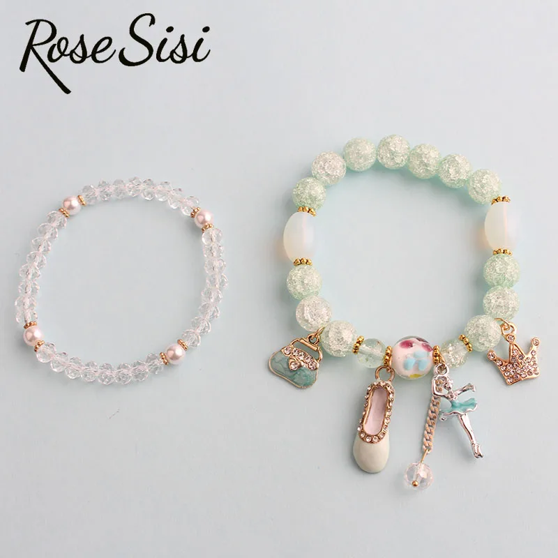 Розовый женский браслет sisi в Корейском стиле летний простой с короной для