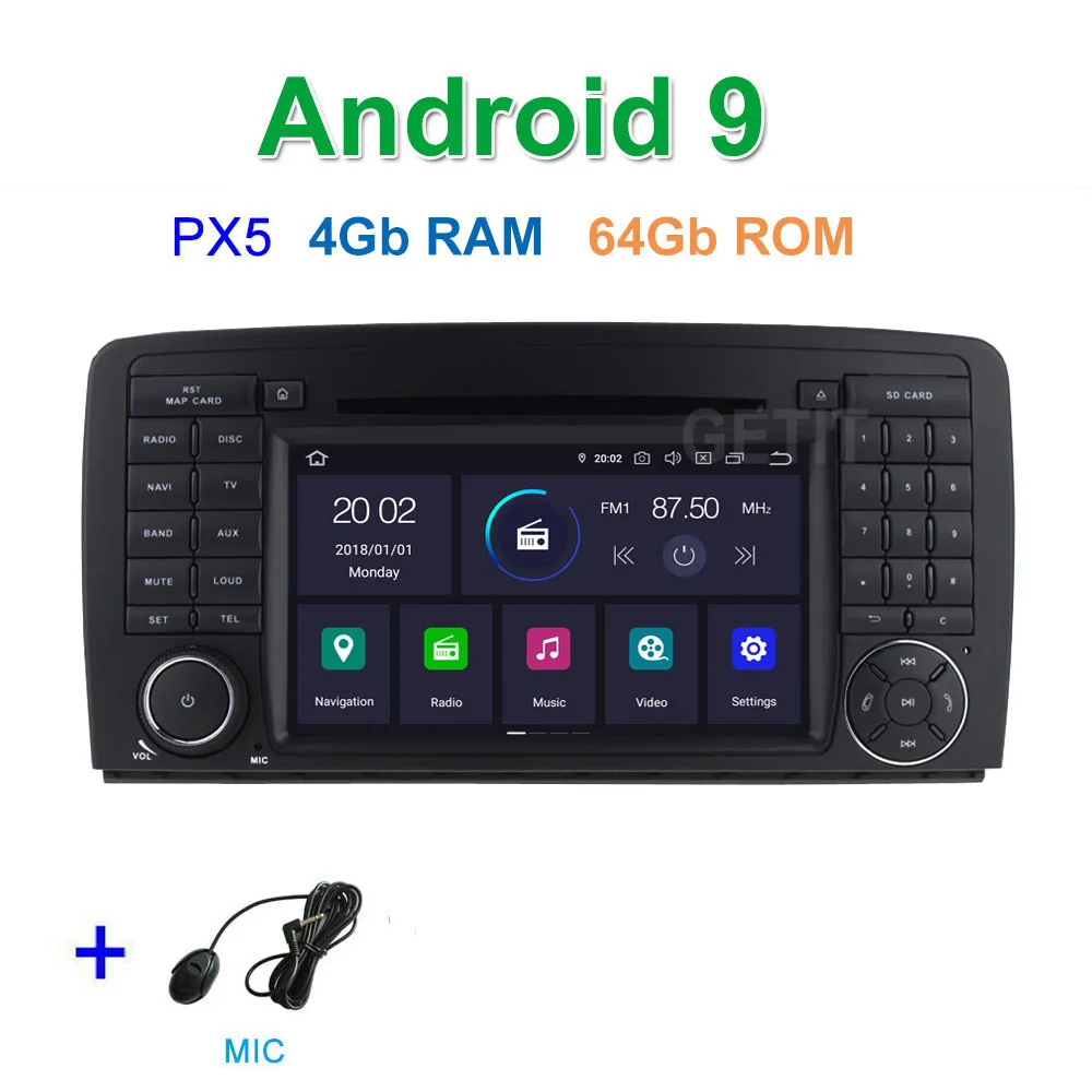 PX5 4G-RAM 64G-ROM DSP 64G PX6 Android 9,0 автомобильный dvd-плеер для Mercedes Benz R class W251/R280/R300/R320/R350/R500 WiFi радио с Bluetooth и GPS стерео - Цвет: PX5 4G-RAM 64G-ROM