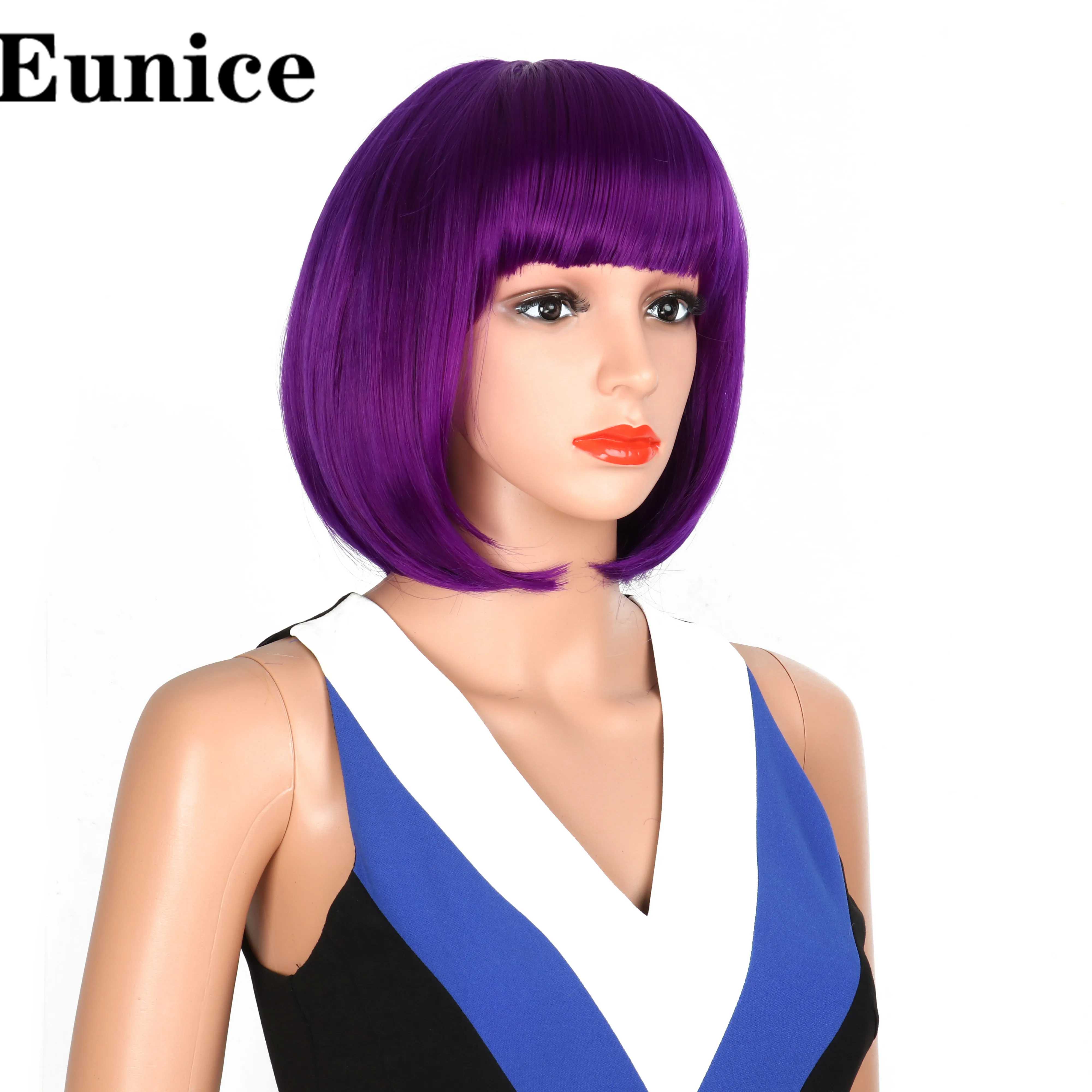 Синтетические волосы 10 дюймов причёска Боб с прямыми волосами парики челкой