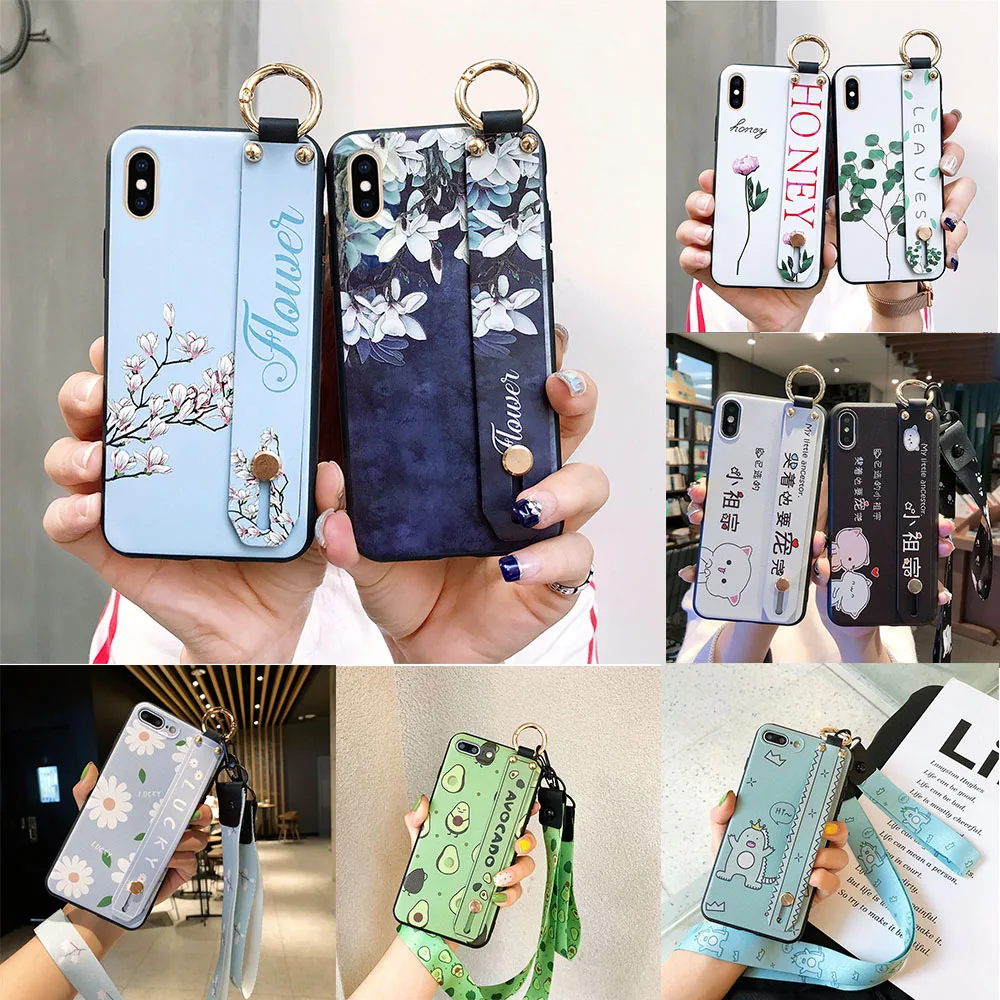 Чехол для телефона с цветочным узором и ремешком на запястье авокадо Xiaomi Redmi 5 Plus 6