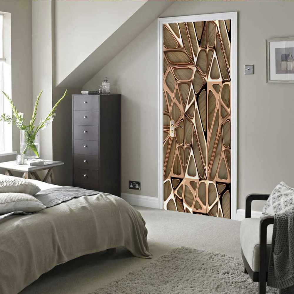 

Creative retro 3D simulation European-style metal mesh door sticker refurbished self-adhesive bedroom wall sticker