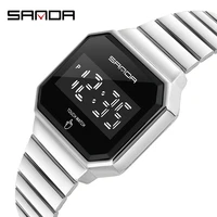 sanda luxury gold smart watches women led watch touch screen lady steel watches alloy sport mens watch relojes hombre montre