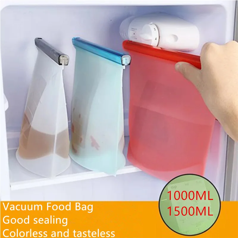 

2 / 4PCS Food Silicone Bag A Reusable Food Bag With Zipper Closure For Storing Vegetable Juice And Meat Can Be Widely Stored
