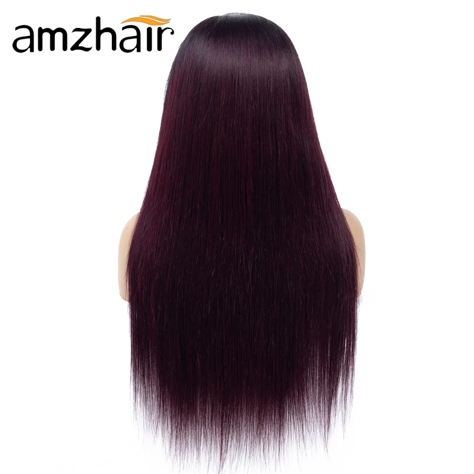 Парики 1B/99J Ombre цветные прямые 4*4 Человеческие волосы Remy бразильские 150 плотность