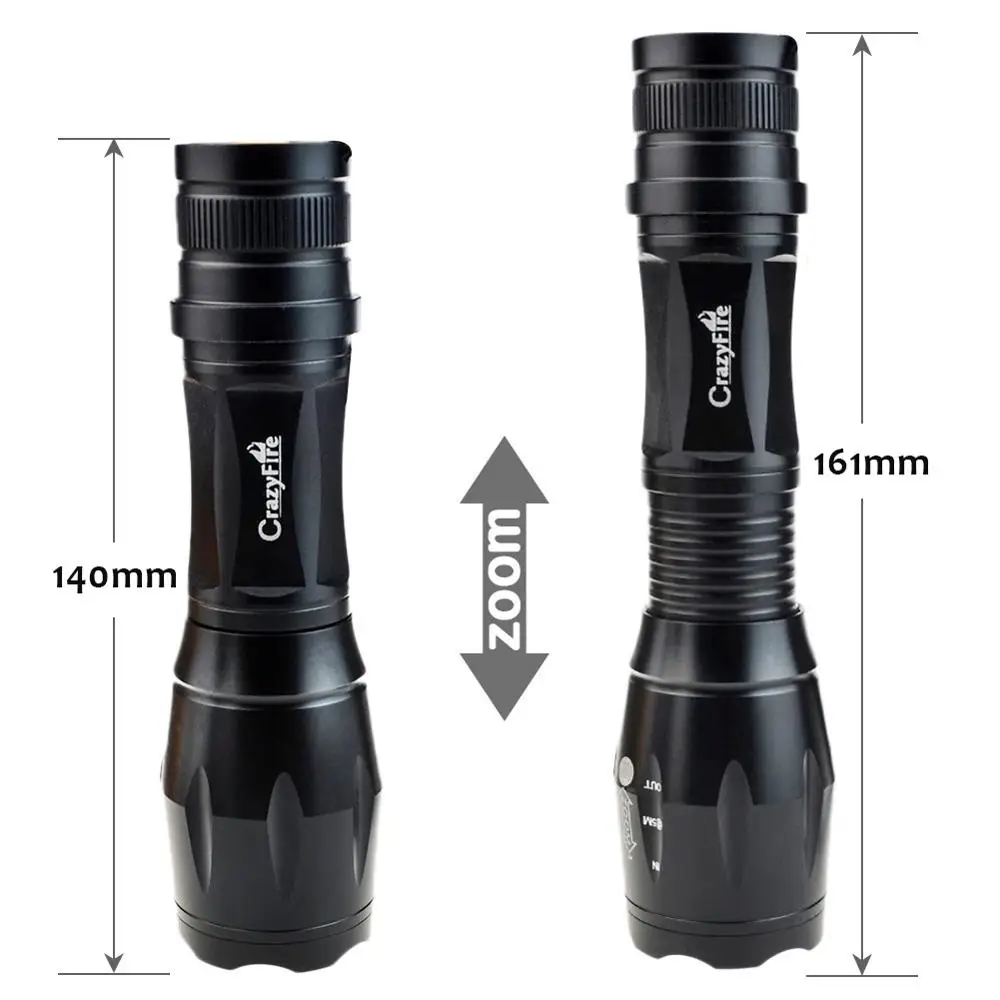 

CrazyFire 2000 Lumens High Power LED Flashlight 5 Modes XM-L T6 Waterproof Zoomable Hunting Flashlight Camping Torch