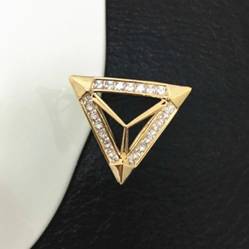 Брошь круглая треугольная женская держатель-зажим для шаль-кольцо с кристаллами