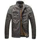 Осенне-зимняя мужская кожаная куртка, теплая бархатная куртка для отдыха, мужская куртка, мотоциклетная ветрозащитная куртка из искусственной кожи
