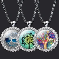 creative celtic tree of life necklace glass cabochon rhinestone pendant life tree jewelry valentines day gift