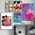 Картины на холсте из мультфильма Диснея, Микки Маус, Дональд Пух, медведь, плакаты, красочные принты, настенные картины для декора комнаты и дома