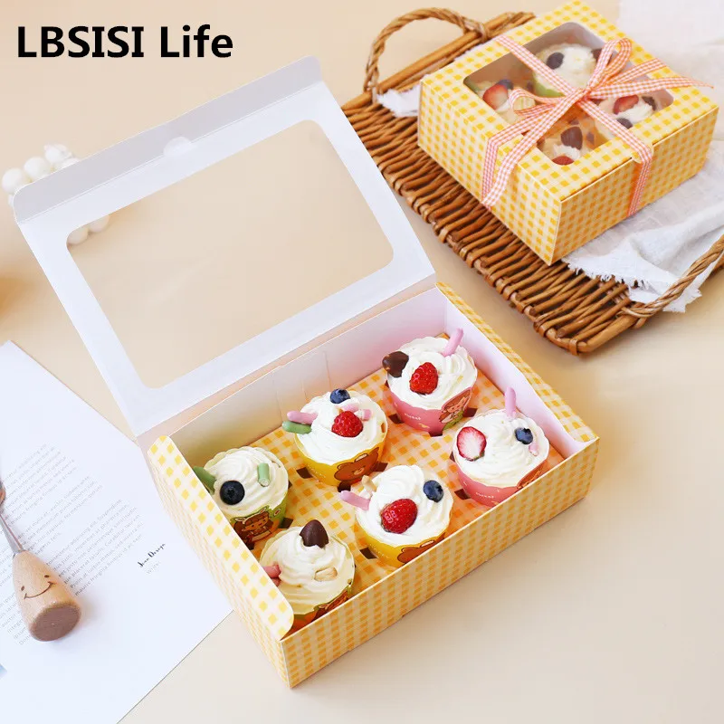 

LBSISI Life 5pcs Cupcake Boxes And Packaging Wedding Birthday Party Baby Shower Kind Favor Cake Hold Decoration Patisserie