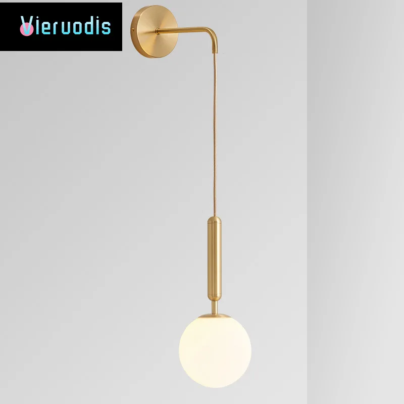 Скандинавский светодиодный настенный светильник стеклянный шар для спальни