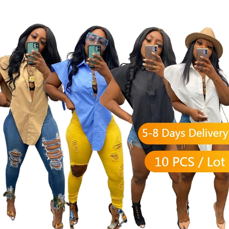 

Женская блузка с коротким рукавом, белая однотонная рубашка в Корейском стиле, на пуговицах