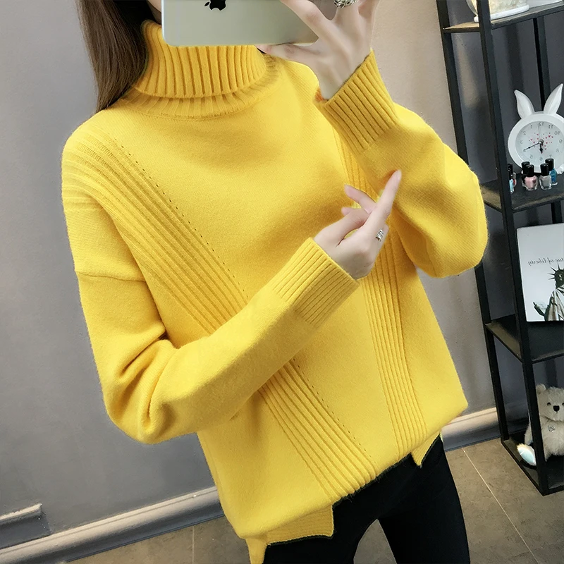 

Turtleneck sweater women's autumn and winter women's new long Korean pullover Joker sweater loose padded bottoming shirt