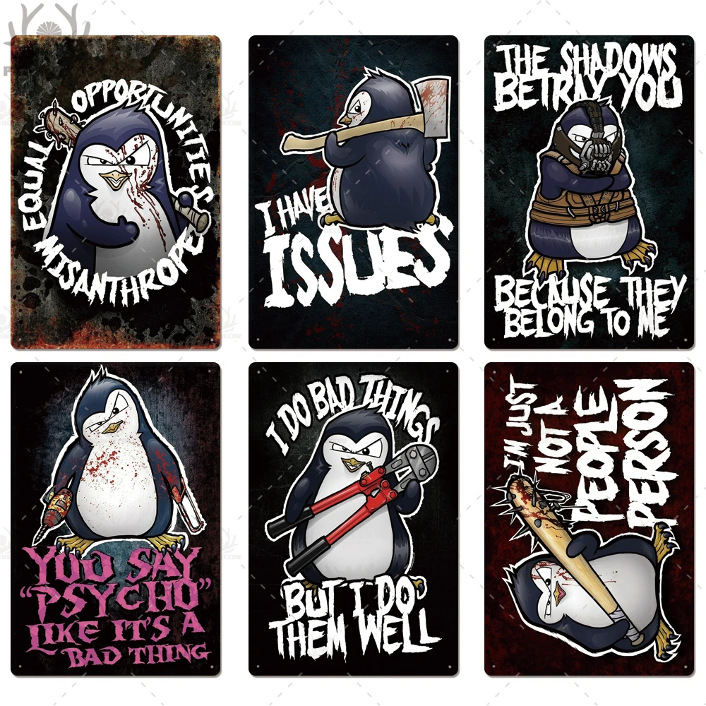 Crazy Penguin металлический плакат Забавный металлический оловянный знак железная Живопись Домашний Декор декоративная металлическая тарелка Настенный декор