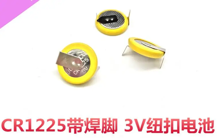 100 шт. CR1225 3 в кнопочный аккумулятор горизонтальный контактный ножной Подлинная