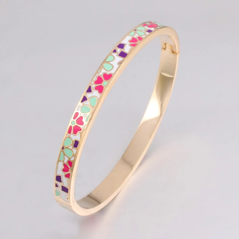 Браслет с эмалью золотой браслет из нержавеющей стали открытый для женщин