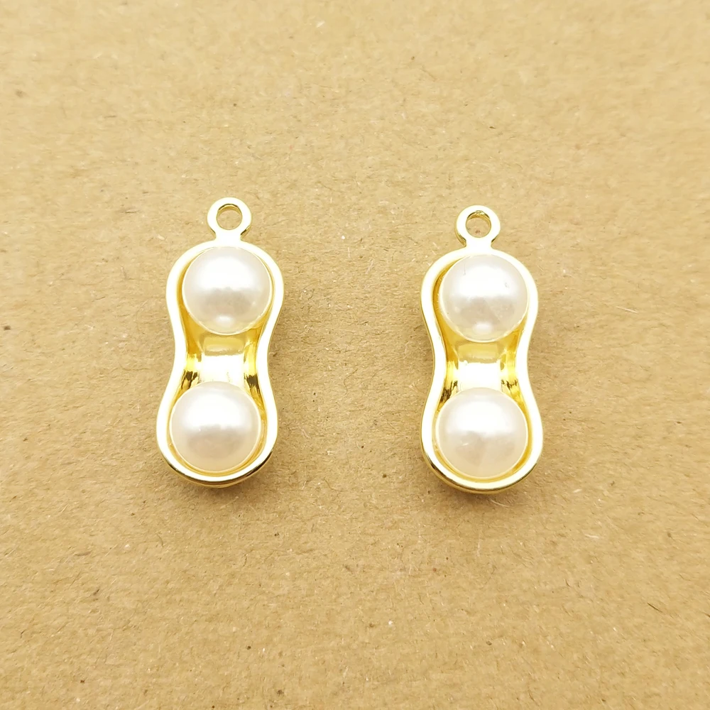 

10pcs 8x20mm pearl peanut charm for jewelry making cute earring pendant bracelet necklace charms diy design charms