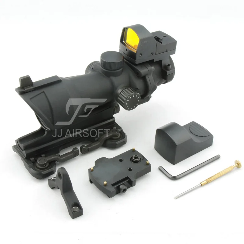 JJ страйкбол ACOG Стиль 4x32 область полное освещение w QD крепление и мини красный