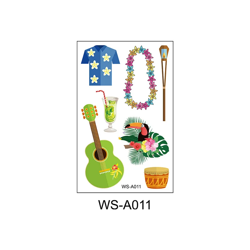 10 шт./компл. тропические тату наклейки для Гавайской вечеринки Aloha временные