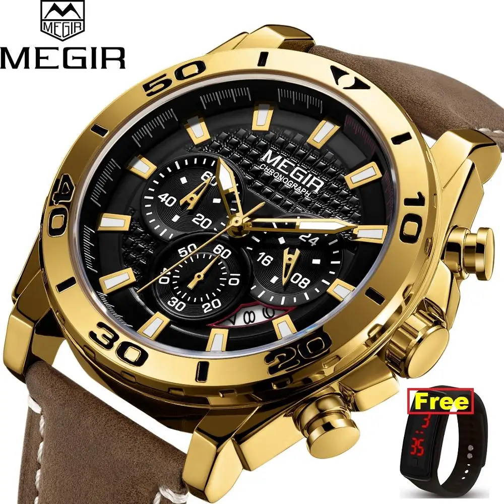 Часы 2019 MEGIR мужские модные спортивные кварцевые часы топовый бренд Роскошные