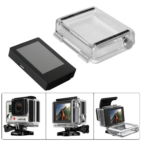 Черный цвет Для GoPro BacPac ЖК-дисплей монитор для Gopro Hero 3+ 4 Bacpac ЖК-экран+ чехол на заднюю дверь водонепроницаемый корпус крышка аксессуары - Цвет: Черный цвет