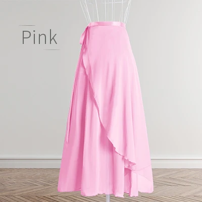 Pink Танцевальная юбка Женская длинная шифоновая балетная юбка для взрослых бальная танцевальная юбка черный бордовый балетный костюм Талия галстук платье - Цвет: Pink