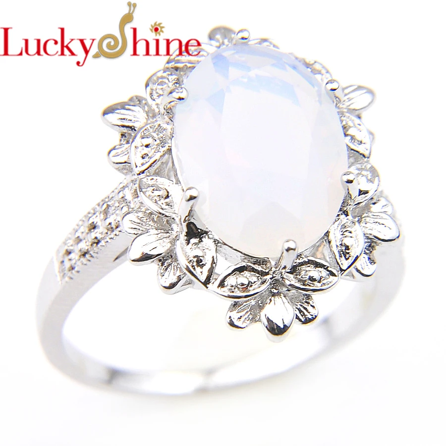 

Luckyshine New Rings For Women Classical Oval White Moonstone Wedding Jewelry Rings Russia Australia Rings