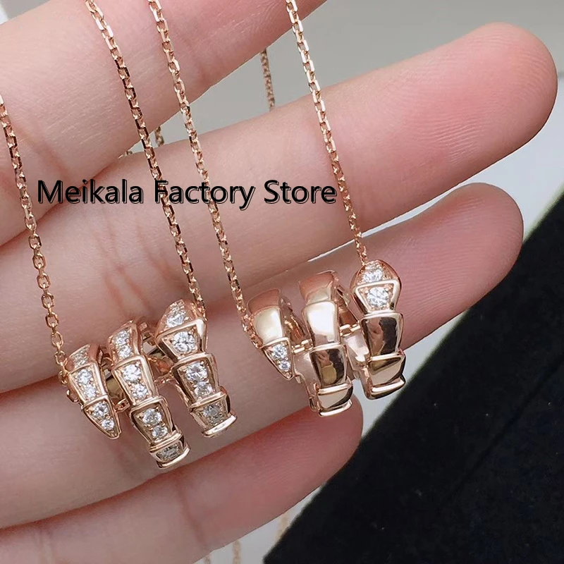 

New 925 sterling silver three-circle snake-shaped pendant necklace for ladies light luxury brand diamond luxury fashion jewelry