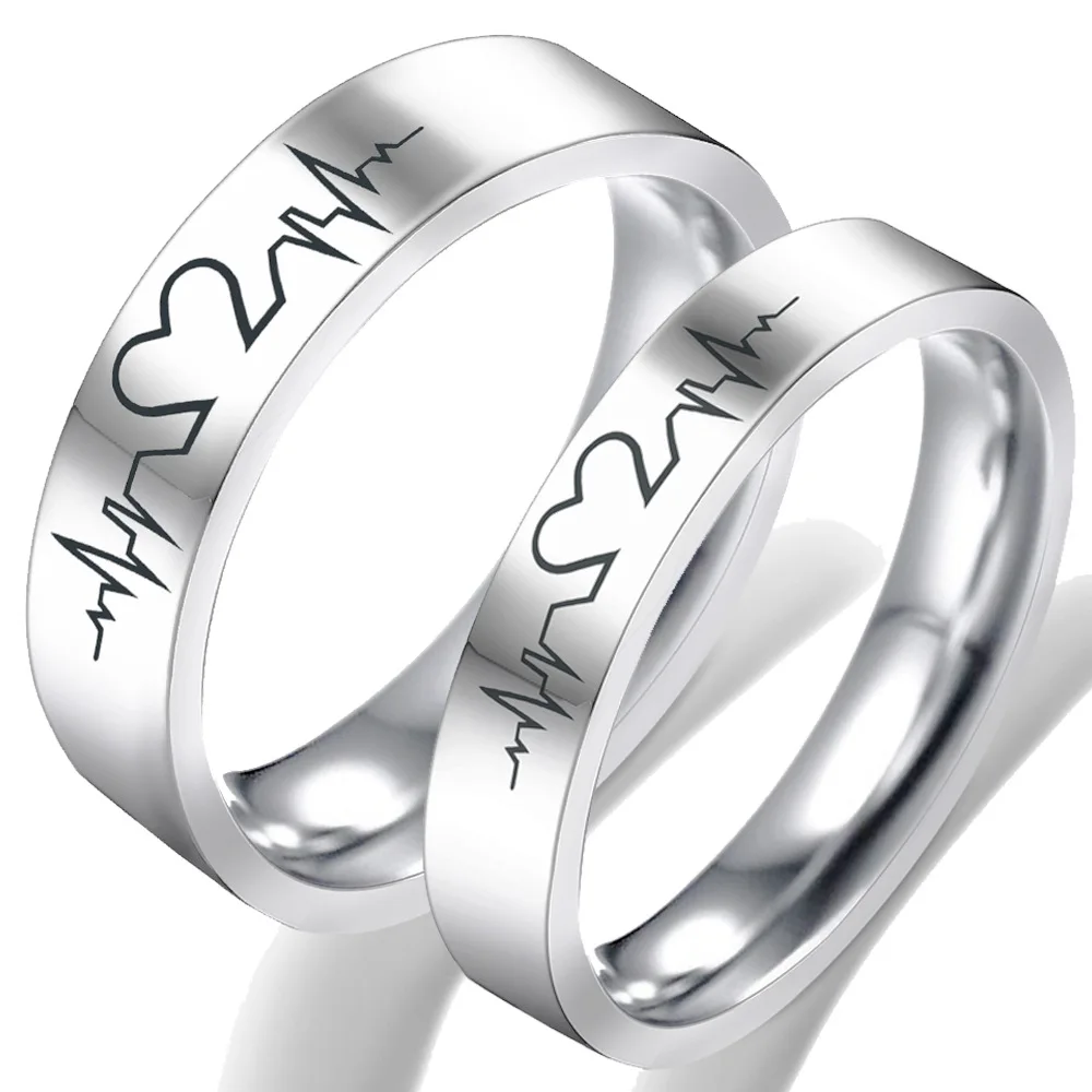 

Forever Love Letter Heart Couple Promise Wedding Rings Never Fade Stainless Steel Engagement Ring Women Men Gothic