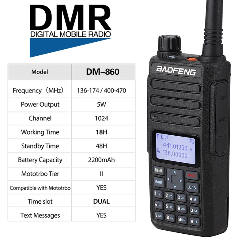Новинка BAOFENG DM 1801 цифровая портативная рация двухдиапазонный УКВ/VHF Dual Time Slot DMR