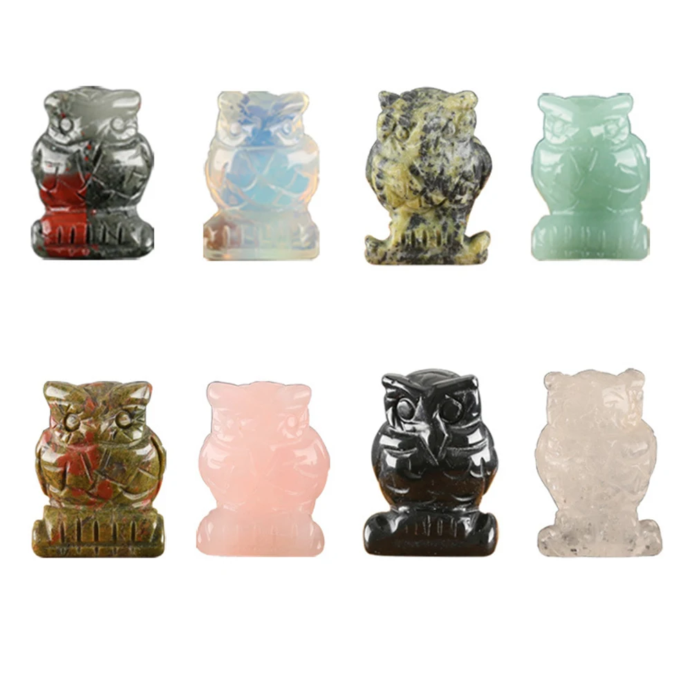 40 мм резной камень Фигурка Совы Птицы подарок ремесло орнамент фэн шуй