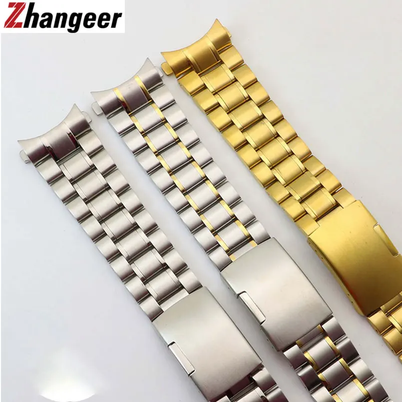 Solid Curved End 22mm 20mm Stainless Steel Watch Band Strap For Galaxy Watch 3 45mm Wristband 18mm 24mm Ordinary Watch Bracelet