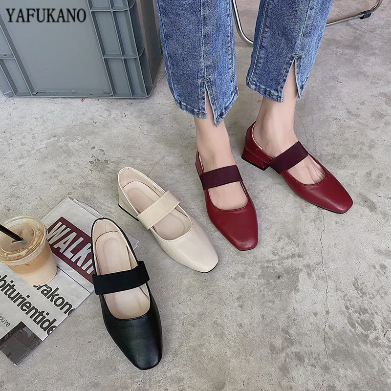 

Chunky Heel Women Single Shoes 2020 New Fairy Style Grandma Shoes Retro Simple Shallow Mary Janes Shoes Low Heel Ladies Pumps