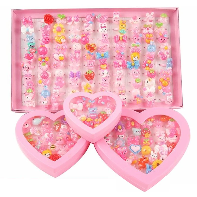 Мультяшное кольцо игрушки смешанные цвета милые кольца Детская бижутерия на