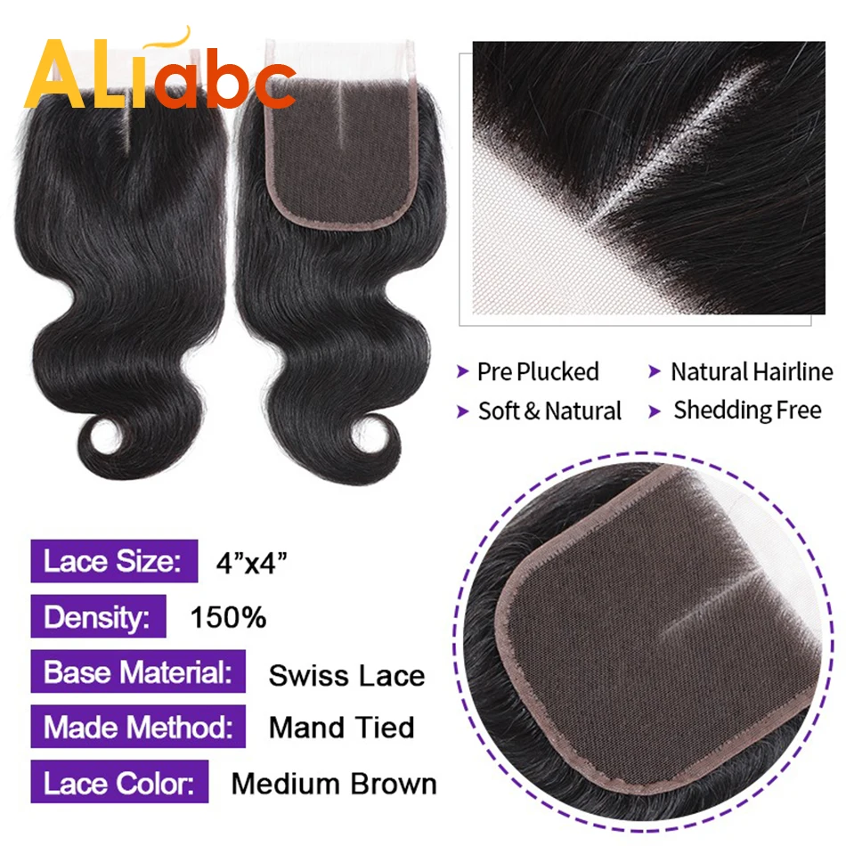 Aliabc пряди с закрытием бразильские волнистые волосы не Реми человеческие