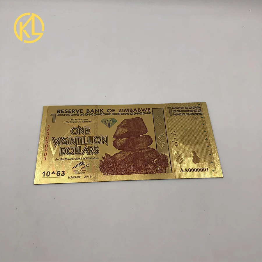 10 шт. билет для банкнот из Зимбабве под золото 24 карата|Золотые банкноты| |