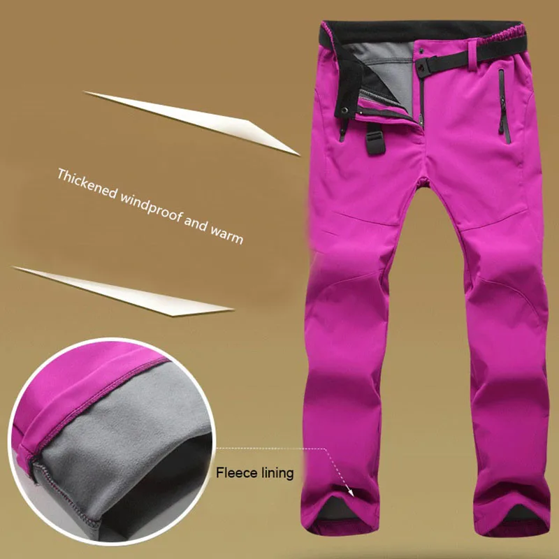Женские лыжные брюки зимние походные уличные спортивные теплые из софтшелла
