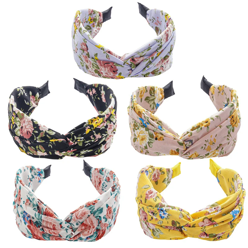 

Middle Cross Knotted Head Hoop Levao Mori Style Snowflake Cloth Hairbands Flower Print Headband Girls Hair Accessories