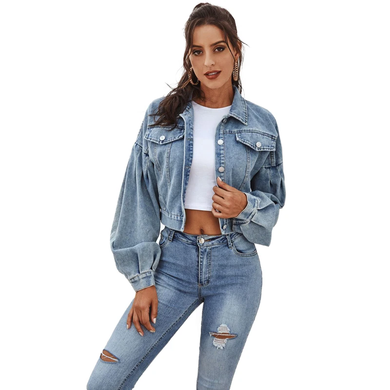 Для женщин Личность Фонари рукава укороченные джинсы бойфренда стиль деним