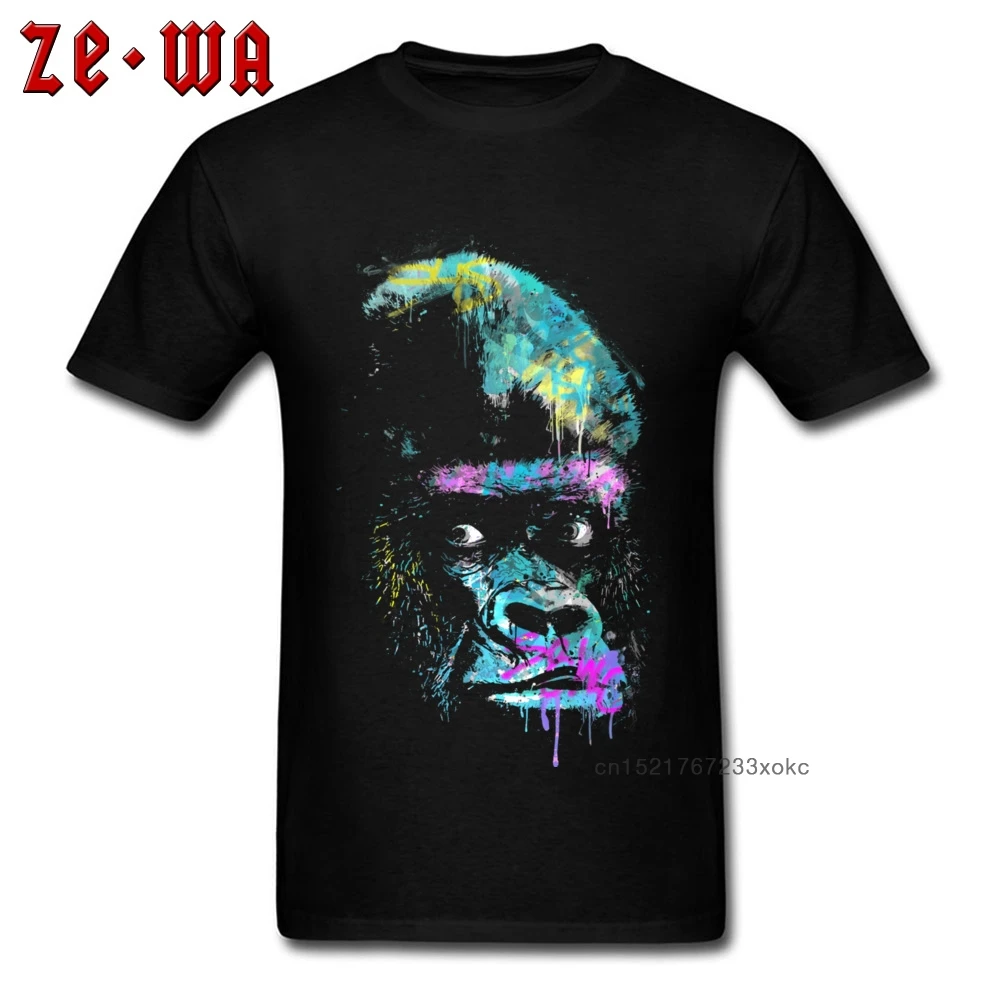 Мужские футболки в стиле хип-хоп футболка уличном Gorilla Забавные с короткими