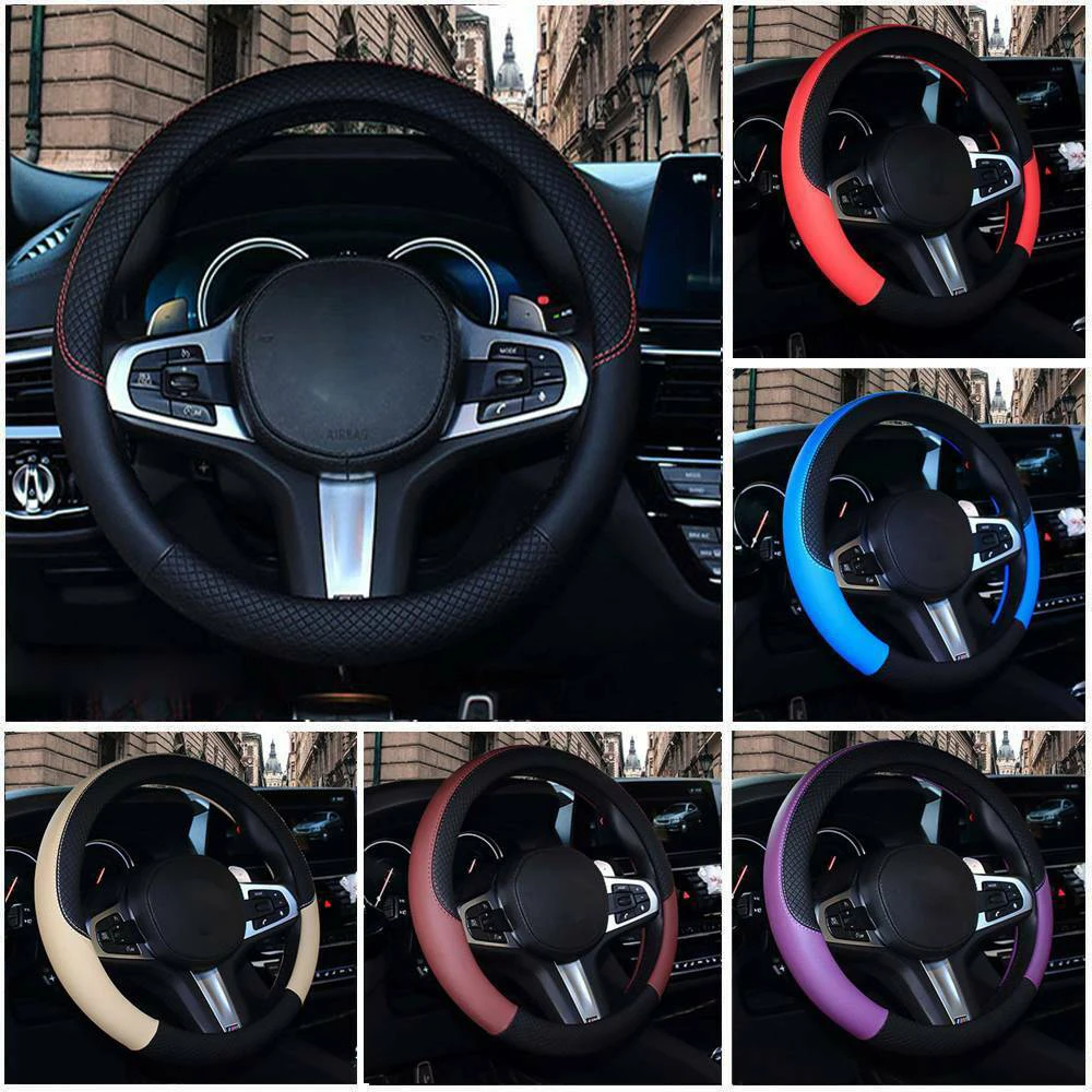 

Universal Car Tuning Steering Wheel Cover PVC Artificial Leather Protector Anti-slip 38cm Interior Parts Car Decor Accessories