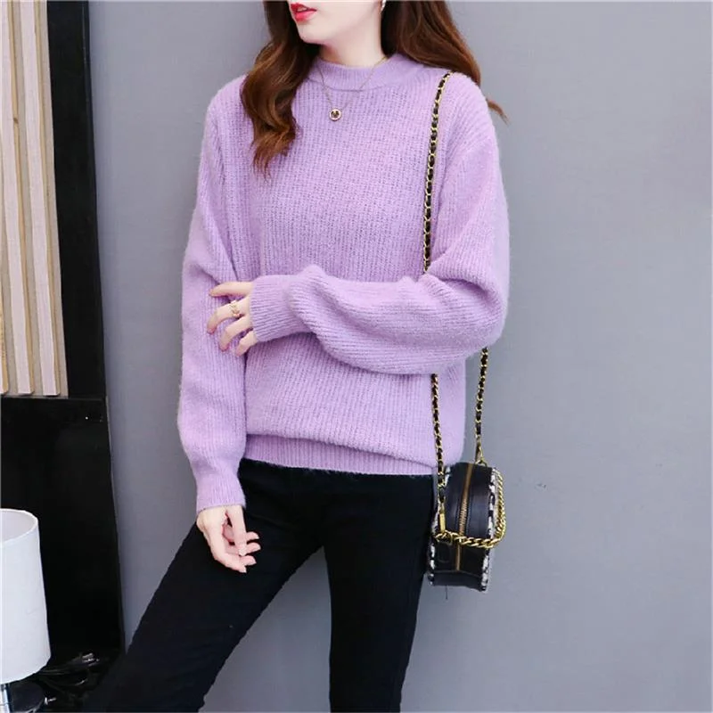 

Новинка, вязаный женский свитер, шикарная Повседневная Мягкая женская одежда, Теплый Вязаный Свитер оверсайз, мягкий женский свитер с длинн...