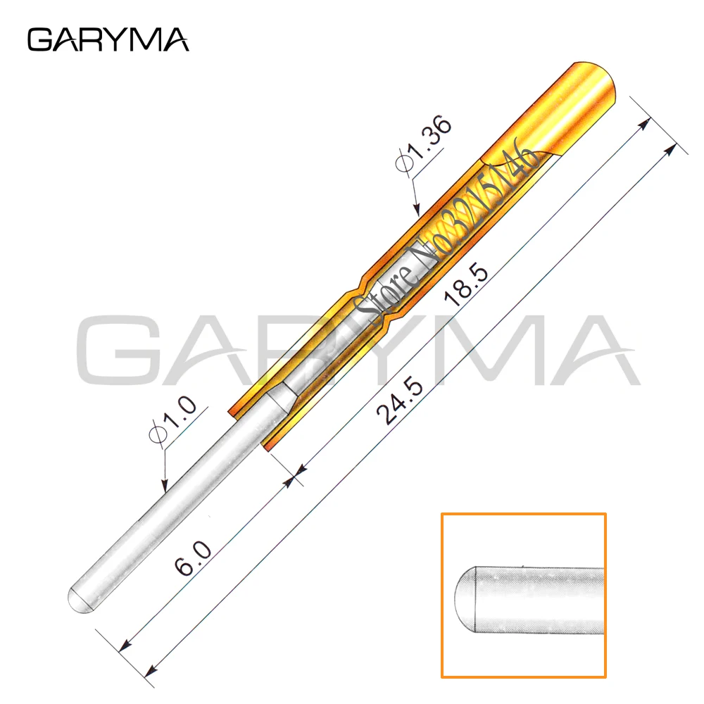 100Pcs in a Pack Dia 1.0mm P160-J1 Spring Test Probes Pogo Pin Length 24.5mm Stroke Froce:140g Tool Wholesale | Инструменты