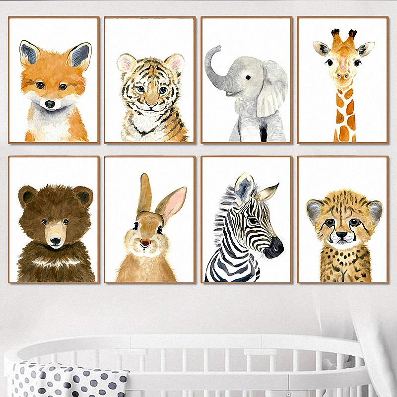 

Giraffe Bunny Elephant Canvas Child Poster Nursery Wall Art Picture Print Forest Animal Painting Nordic Kid Baby Bedroom Decor P