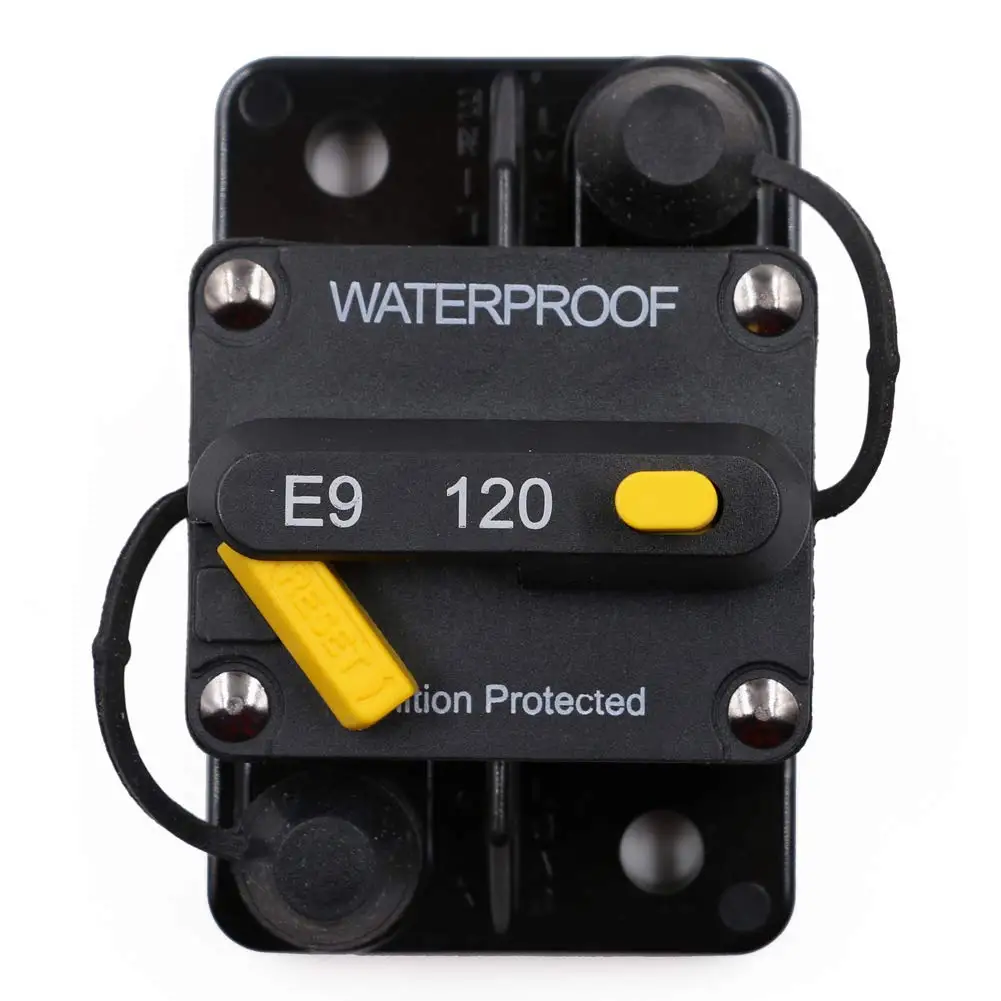

Surface-Mount Circuit Breakers 120A Waterproof Circuit Breaker Fuse Holder with Manual Reset Toggle Switch 12V- 72V DC
