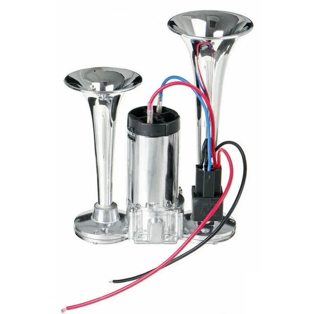 

Reliable Trumpet 600DB 12V Dual Speakers Chromed Metal Dual Trumpet Electric Horn for Car Accessories Supplies Goods