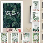 Занавеска для дверного проема, с изображением листьев растений, тканевая занавеска для гостиной, входного декора, подвесная дверная занавеска, Короткая занавеска для кухни