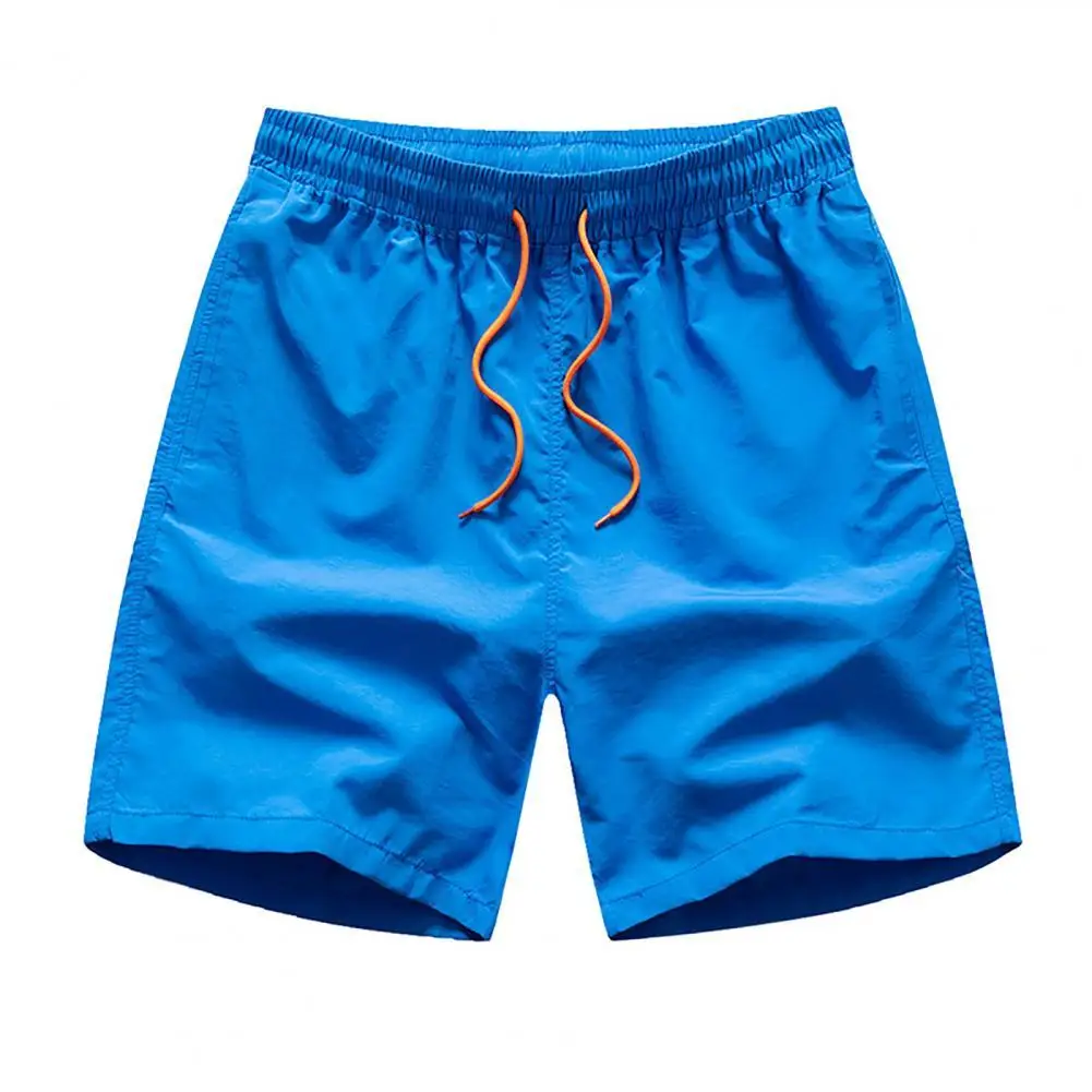 

Summer Men Casual Shorts 2021 Solid Color Knee Length Soft Male Beach Shorts Wide Leg Pockets Fitness Training Board Shorts