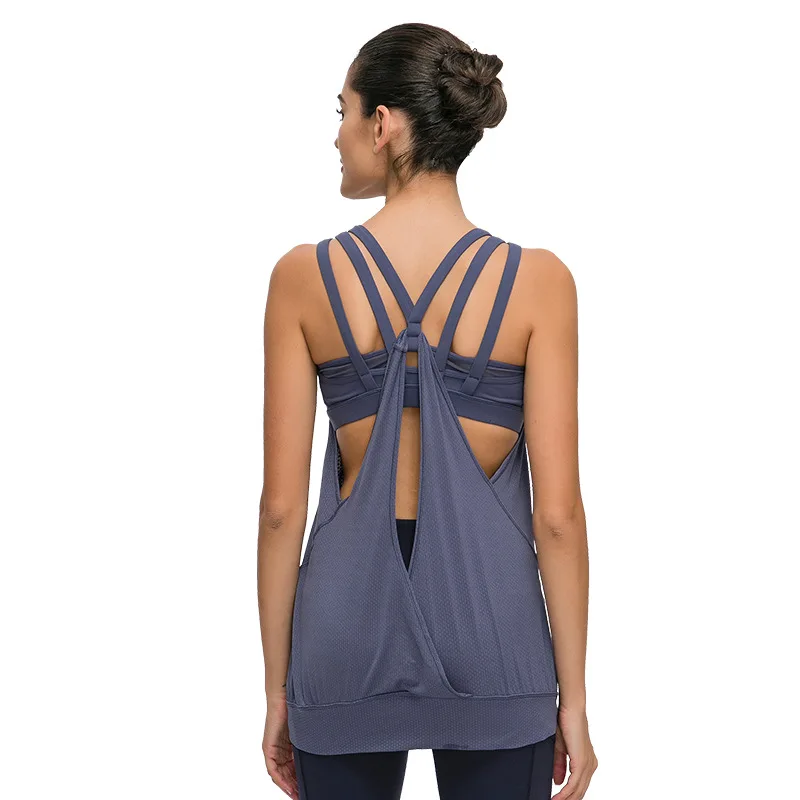 Женская майка с бретельками на спине для йоги спортивная одежда без рукавов со
